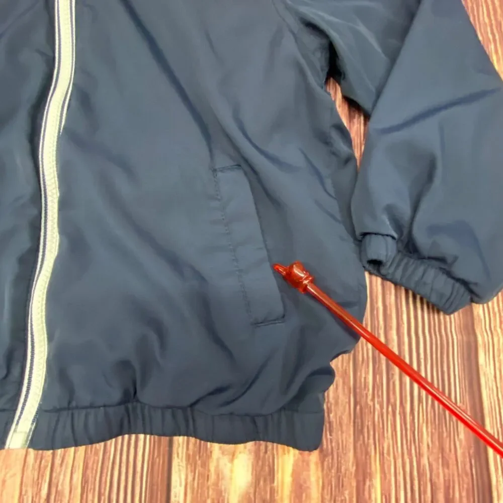 Gymboree Boys Hooded Jacket Lined Coat Tan Navy Size 5-6 Fall Winter Pre-Owned